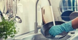 how to clean granite frying pan