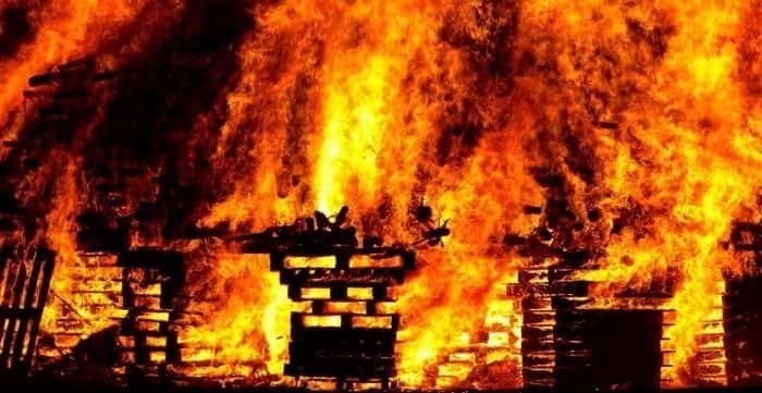 home catches on fire