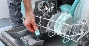 where to put soap in dishwasher