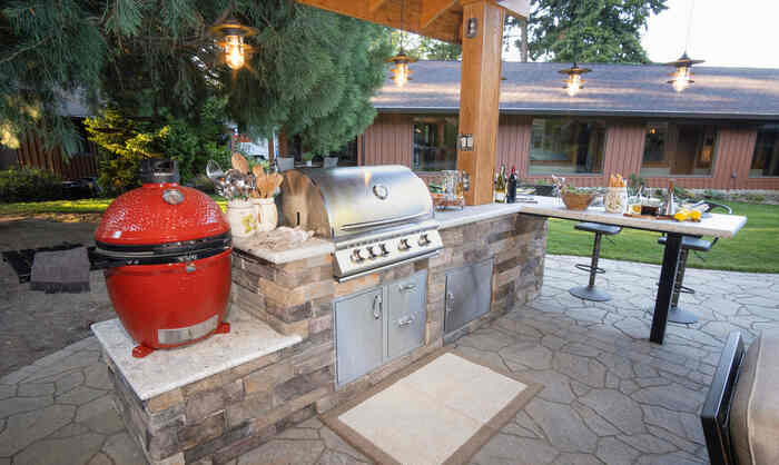 brighten up your outdoor kitchen design with lights